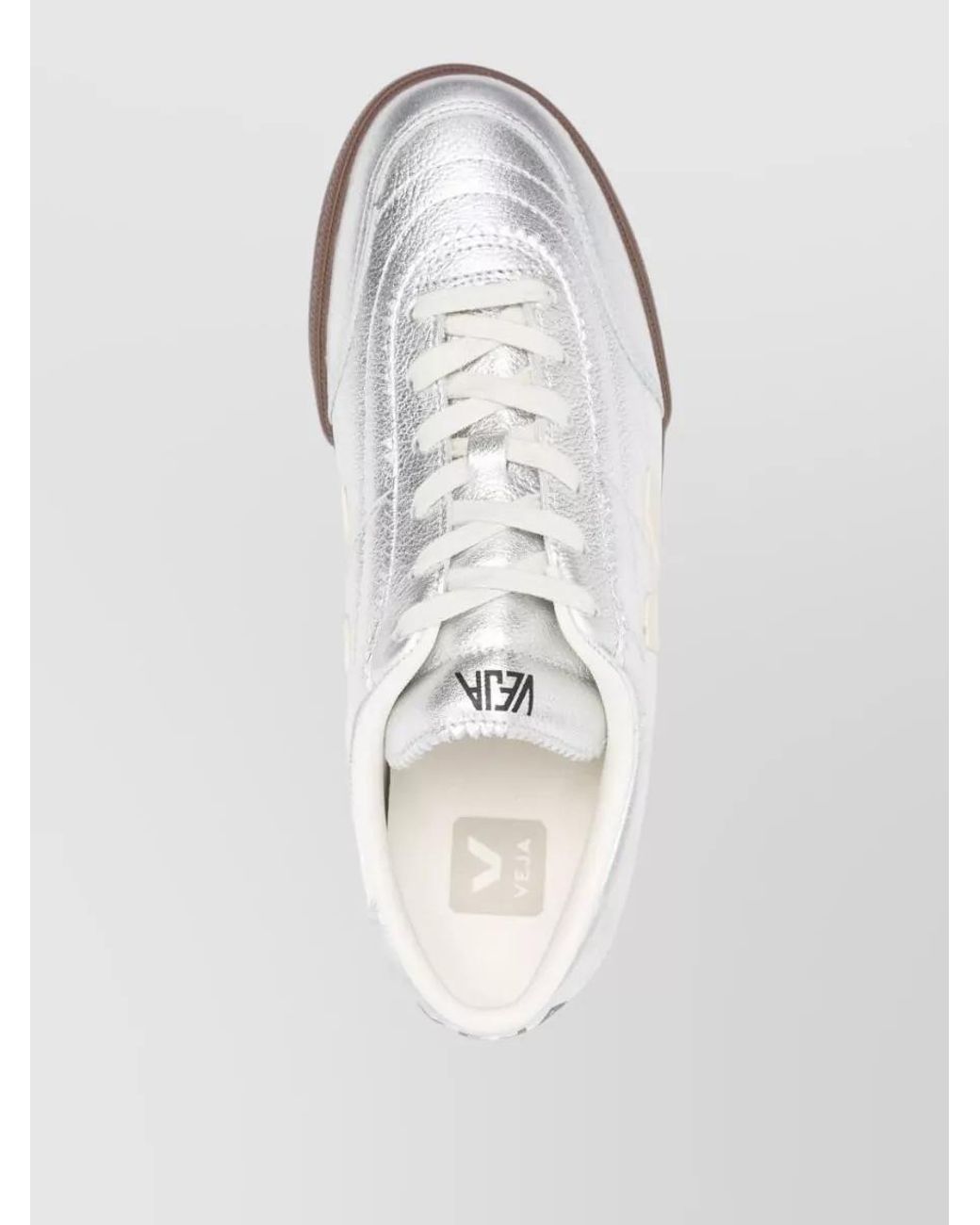 Veja White Metallic Leather Low-Top Sneakers