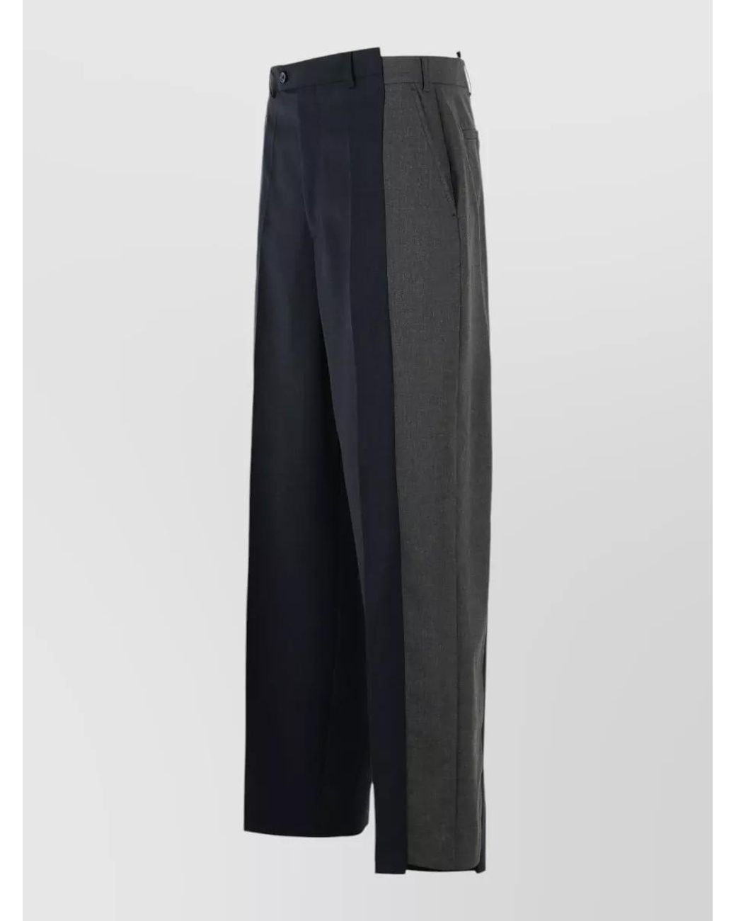 Maison Margiela Blue Virgin Wool Two-Tone Tailored Trousers for men