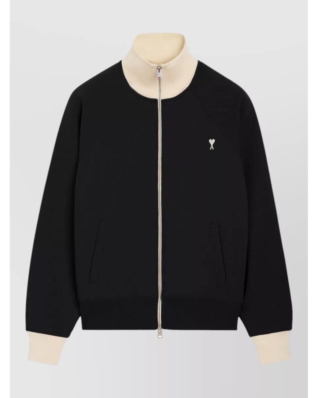 AMI Black Cotton Boxy Zip Sweatshirt for men