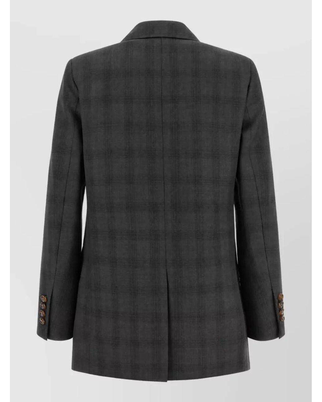 Blazé Milano Black Virgin Wool Checked Double-Breasted Blazer