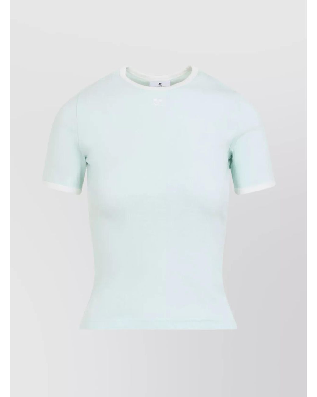 Courreges Blue Cotton Logo-Patch Short-Sleeve T-Shirt