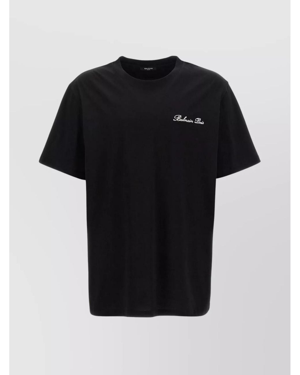 Balmain Black Cotton Logo-Embroidered Regular-Fit T-Shirt for men