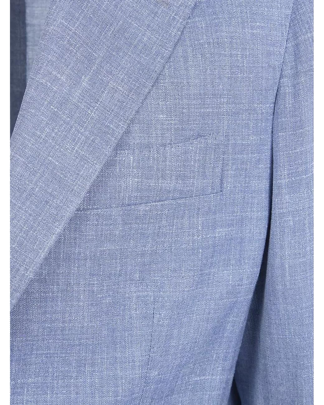 Barba Napoli Blue Wool Silk Linen Suit Jacket for men