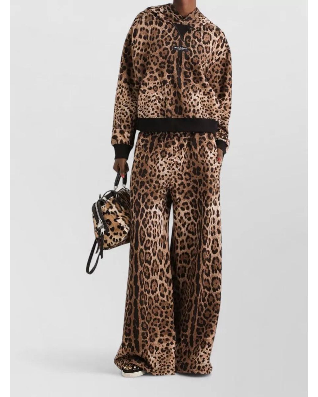 Dolce & Gabbana Black Cotton Leo Print Hoodie