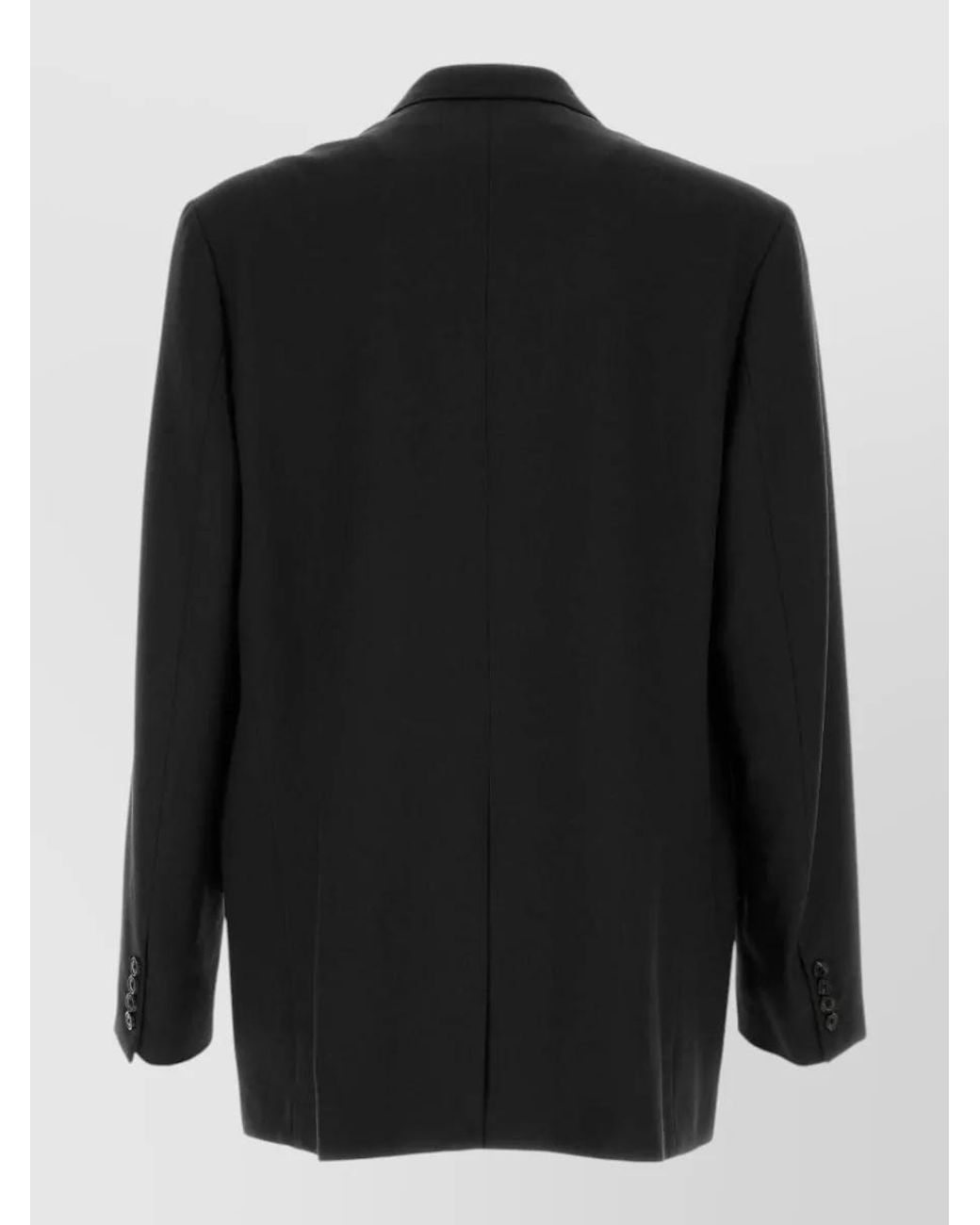 Dries Van Noten Black Wool Oversized Double Breasted Coat for men
