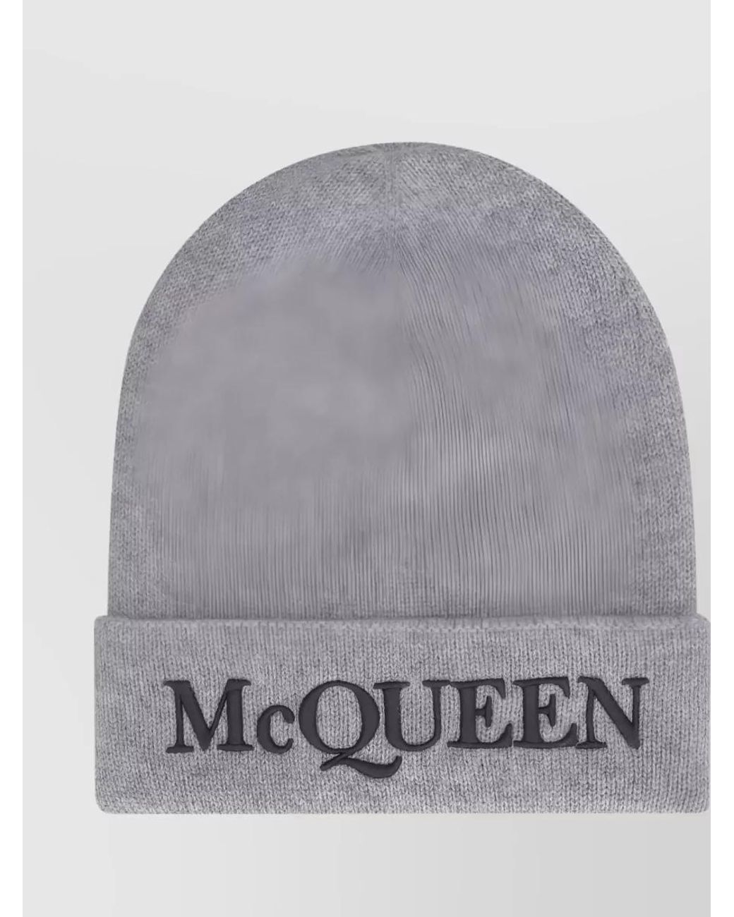 McQueen Gray Cashmere Beanie Hat for men