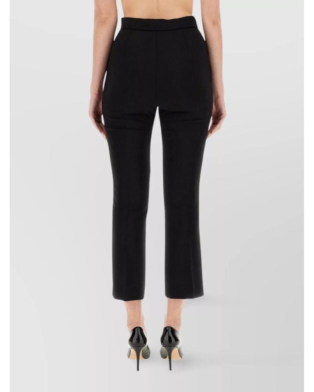 Max Mara Black Virgin Wool Regular-Fit Cropped Trousers