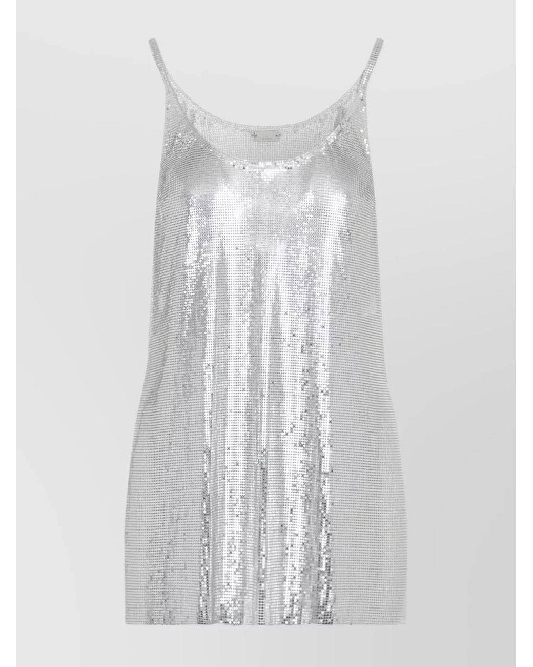 Rabanne White Metallic Mesh Sequin Top