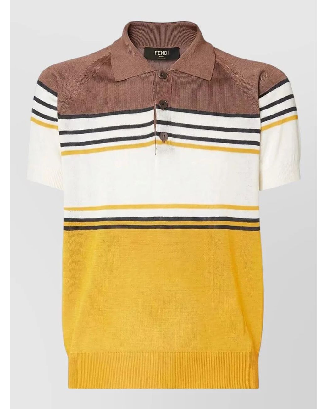 Fendi Gray Striped Polo Shirt for men