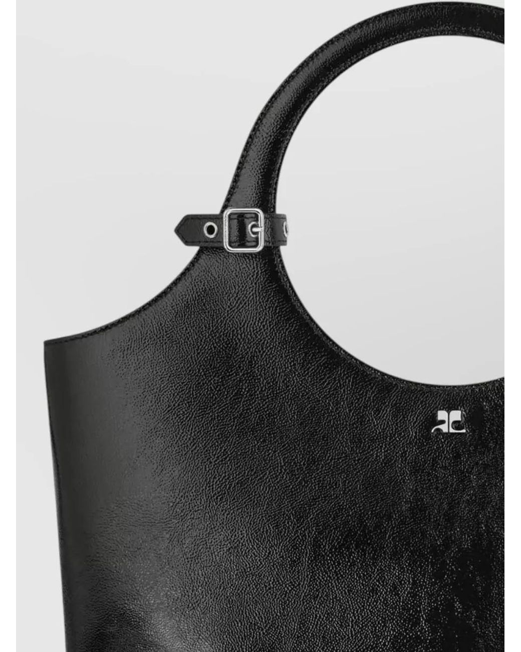 Courreges Black Leather Tote Bag