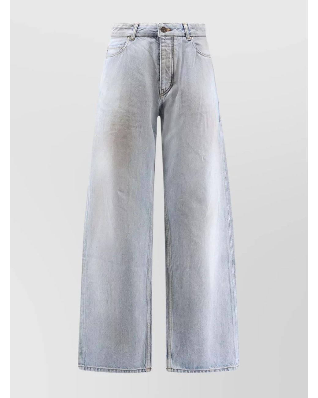 Balenciaga Gray Distressed Wide-Leg Jeans for men