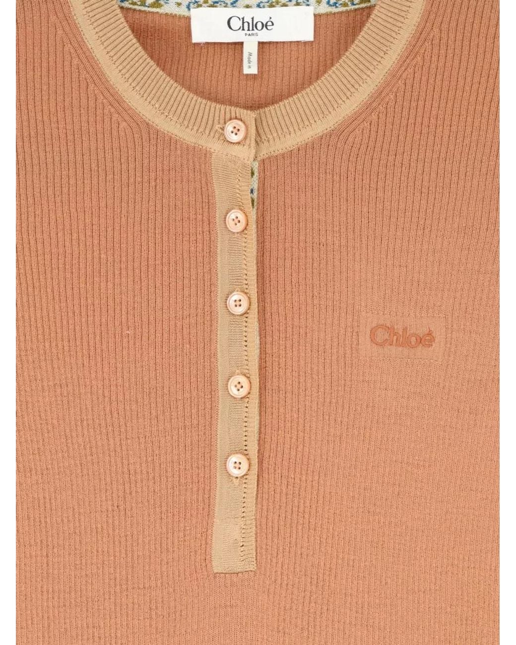 Chloé Multicolor Ribbed Merino Wool Slim-Fit Henley Jumper