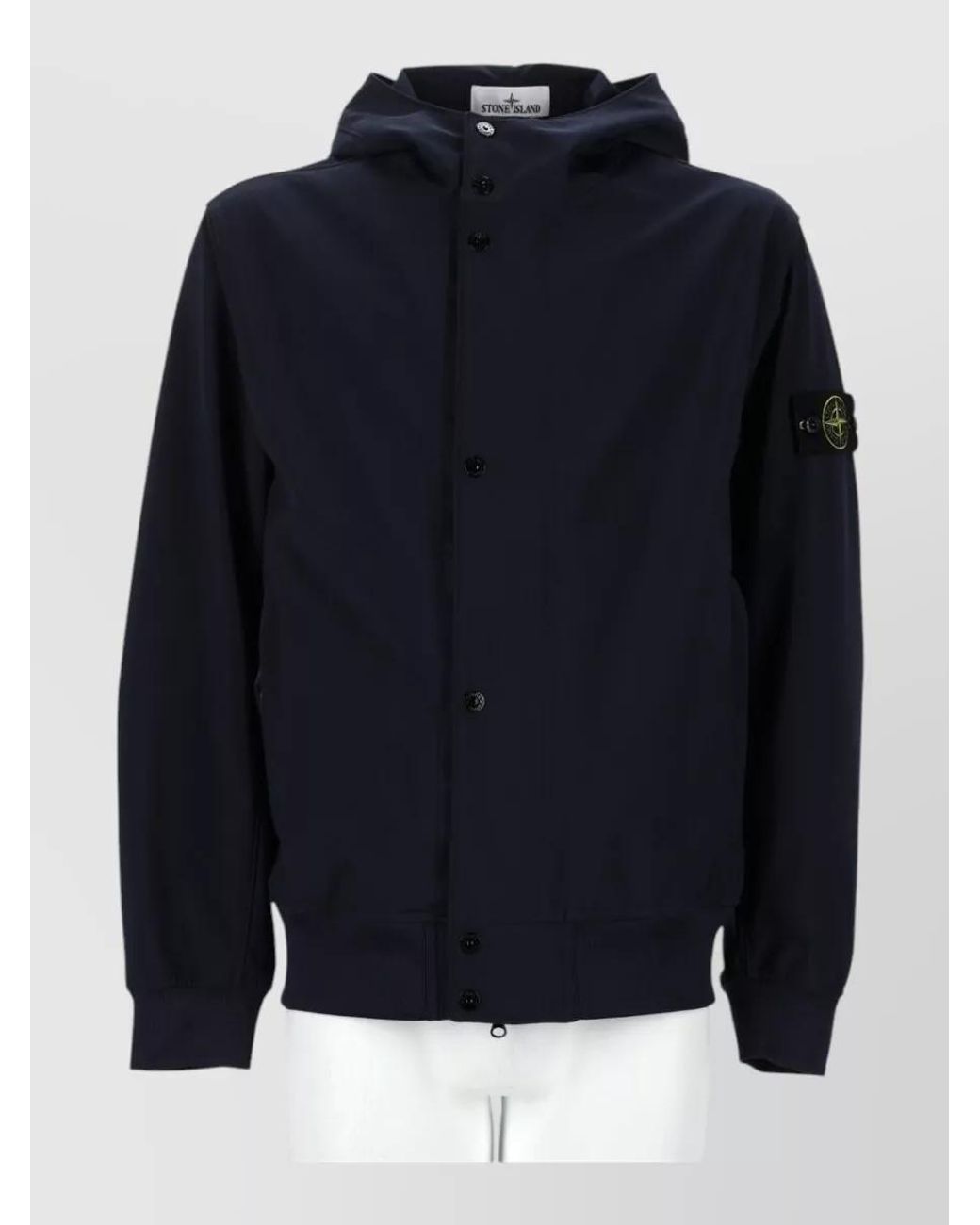 Stone Island Blue Hooded Raincoat for men