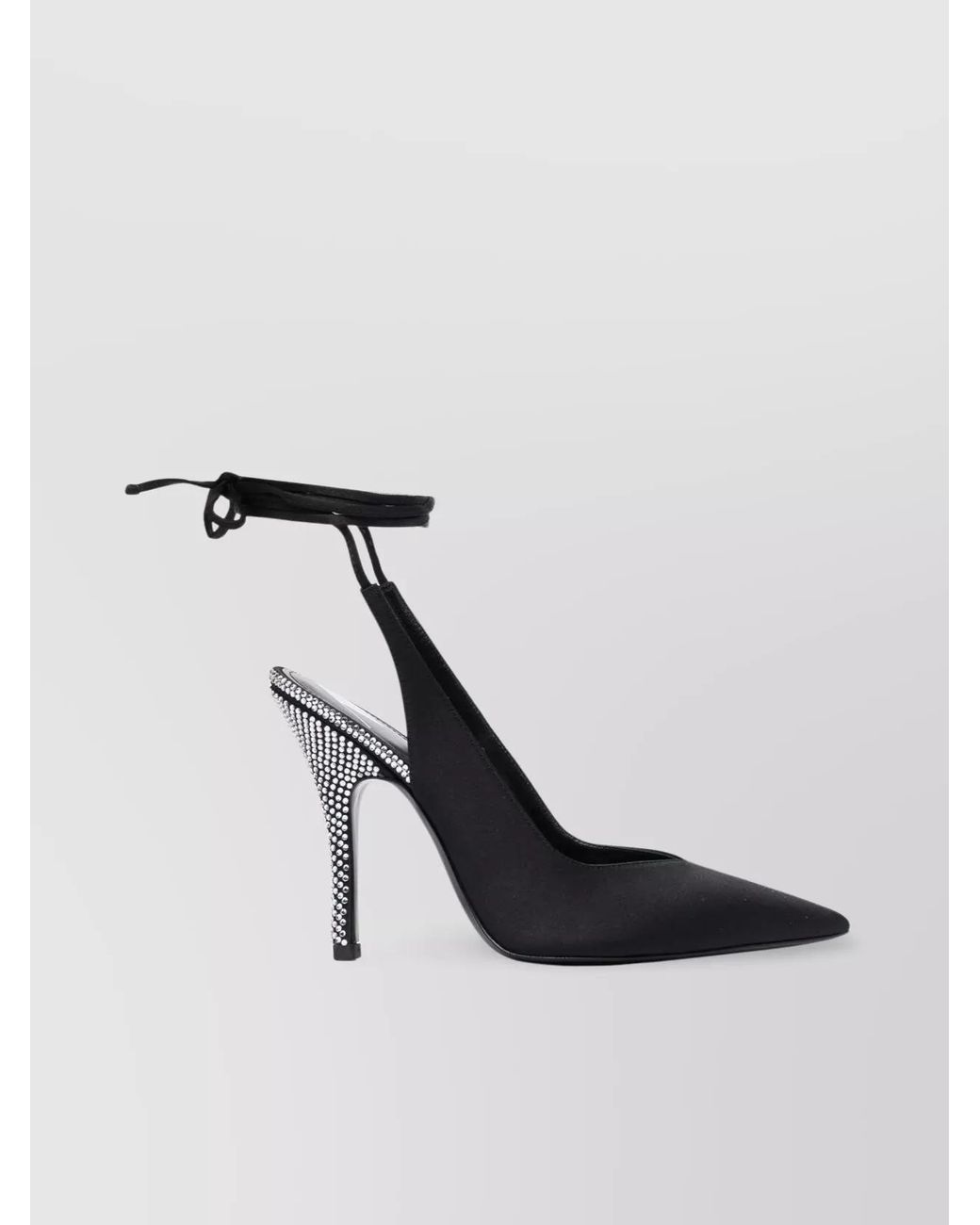 The Attico Black Crystal-Embellished Satin Slingback Pumps