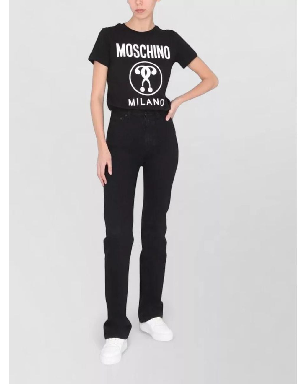 Moschino Blue Logo Print Cotton T-Shirt