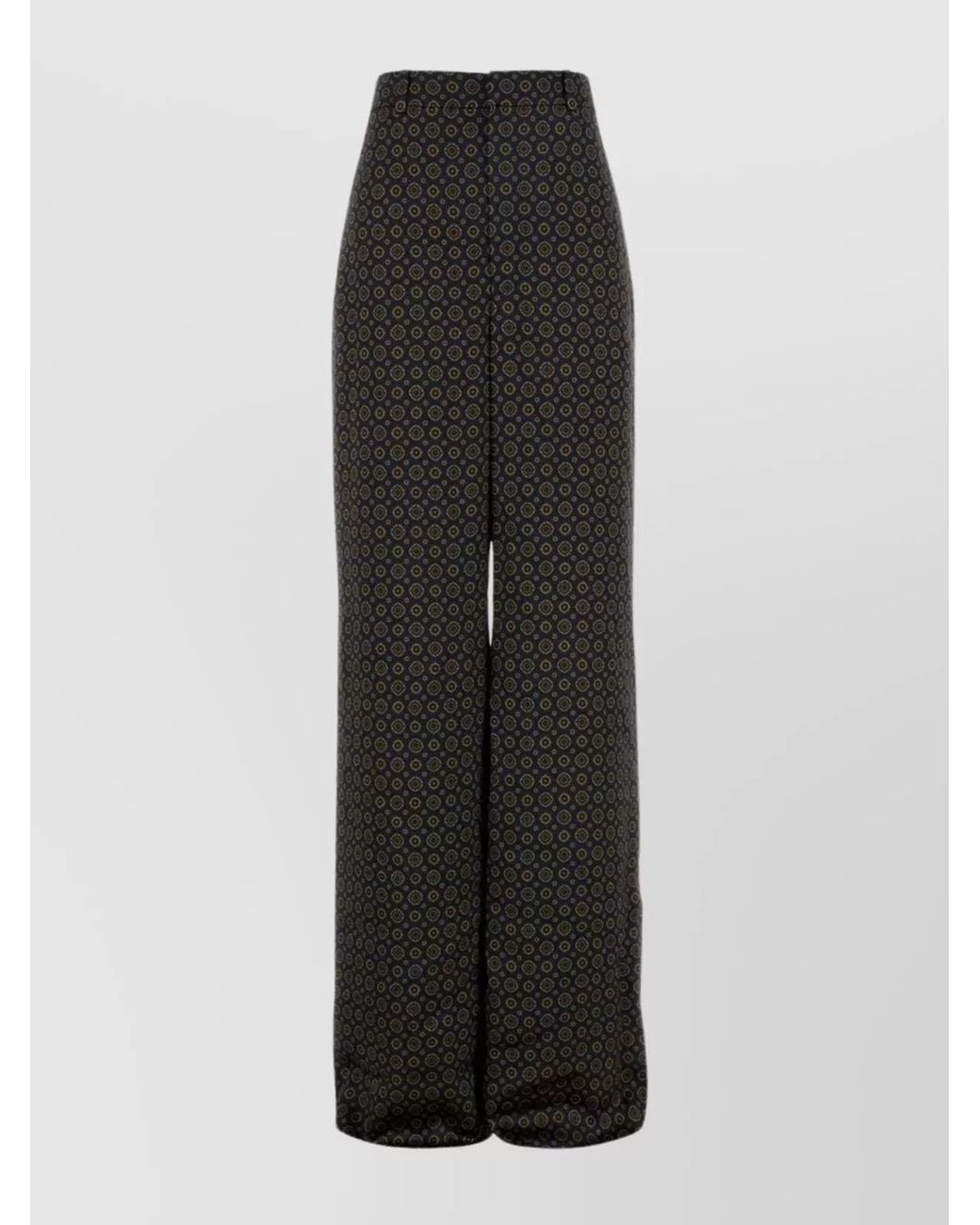 Saint Laurent Black Printed Satin Wide-Leg Trousers