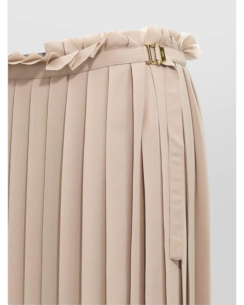 AMI Natural Pleated Maxi Wrap Skirt