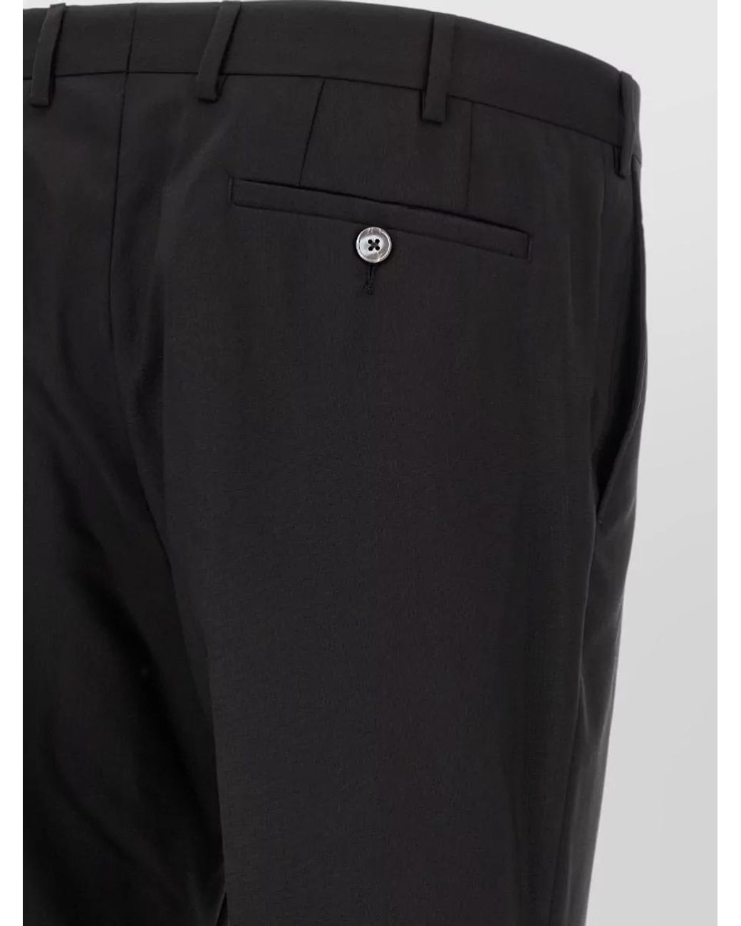 Pal Zileri Black Wool Straight-Leg Tailored Trousers for men