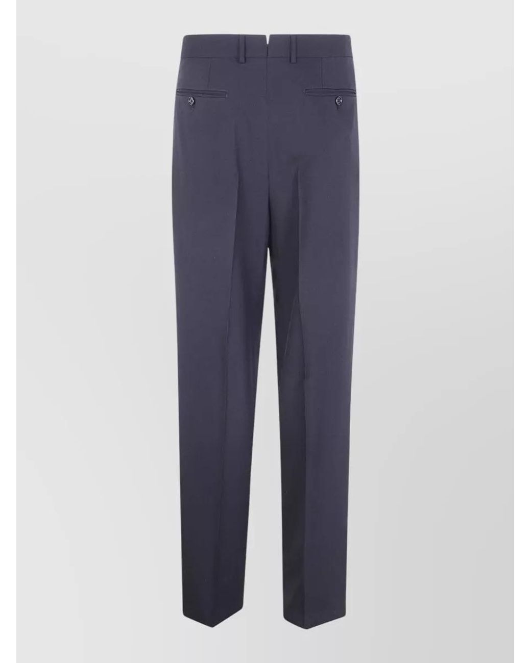 Tom Ford Blue Wool Cashmere Silk Pleated Straight-Leg Trousers for men