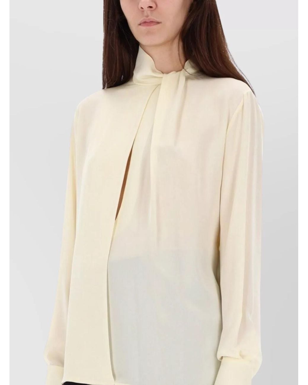 Tom Ford White Silk Cutout High Neck Blouse