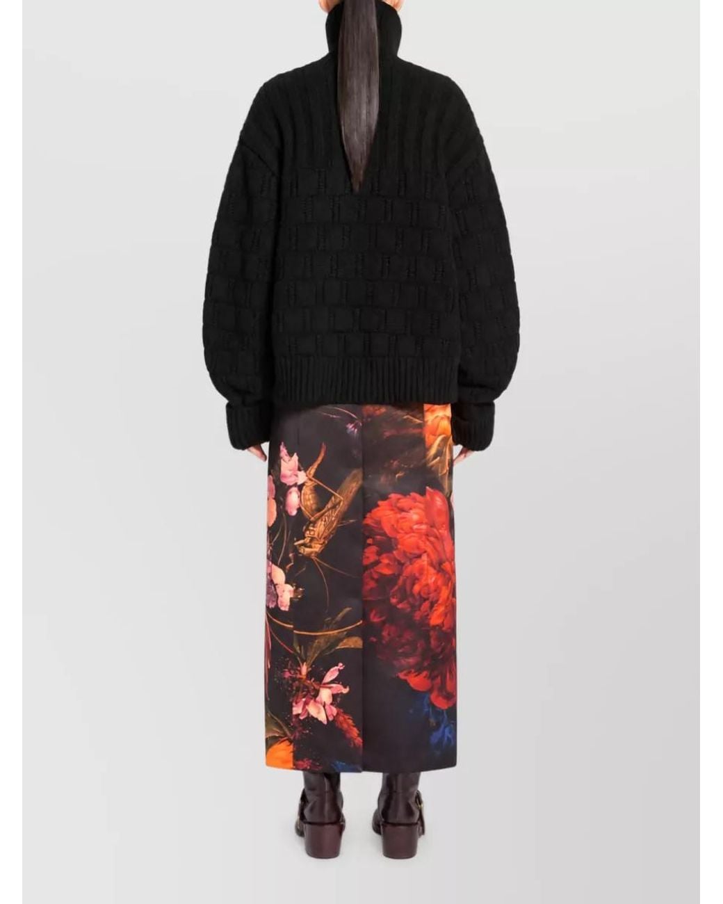 Dries Van Noten Black Cashmere Wool High-Neck Cardigan