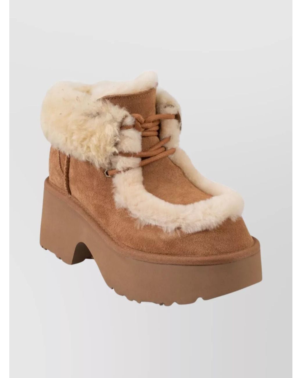 Ugg Natural Sheepskin Lace-Up Platform Ankle Boots