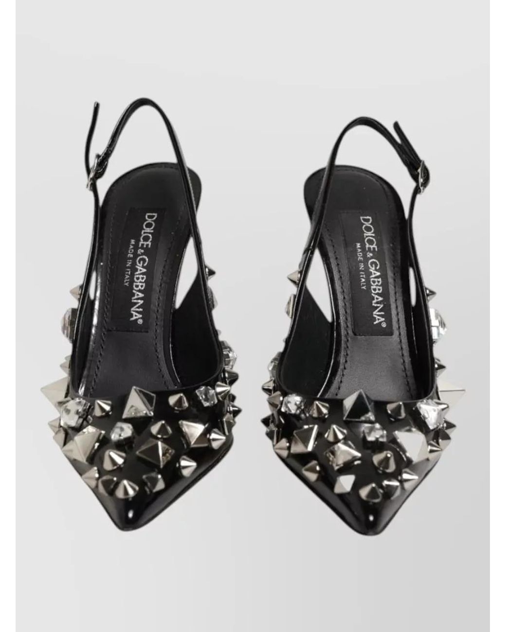 Dolce & Gabbana Brown Studded Leather Slingback Pumps