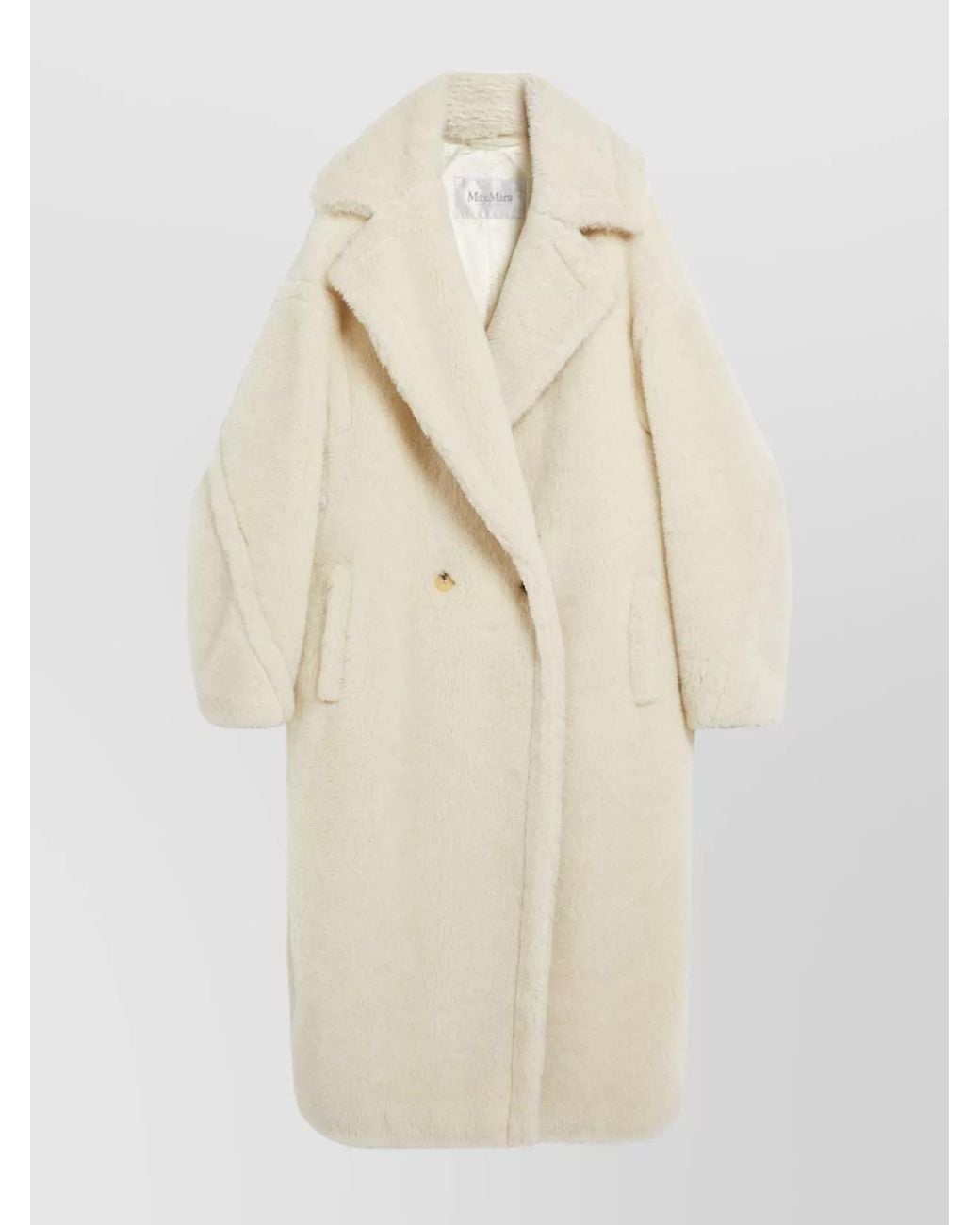 Max Mara Natural Alpaca Wool Silk Oversized Double-Breasted Coat