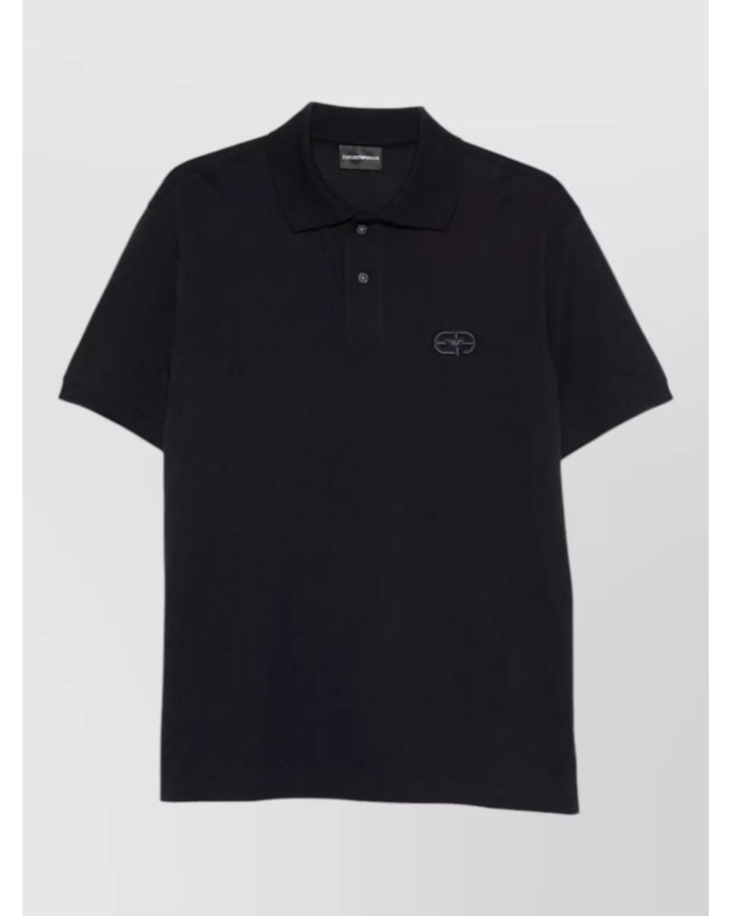 Emporio Armani Black Cotton Short-Sleeve Polo Shirt for men