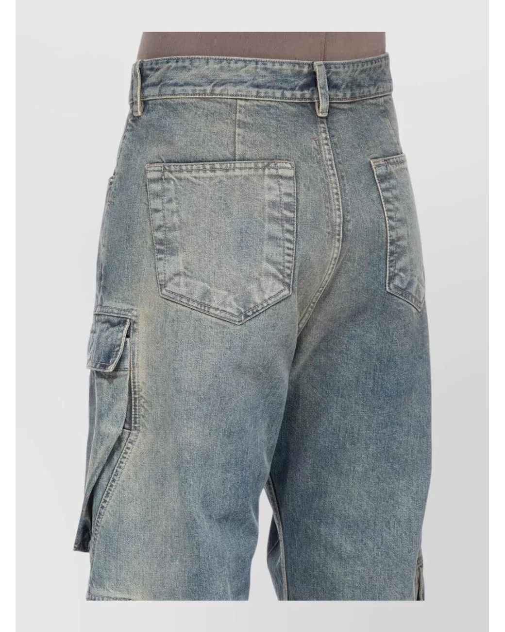 Rick Owens Gray Low-Rise Straight-Leg Cargo Jeans for men