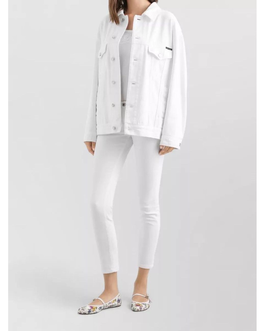 Dolce & Gabbana White Five Pocket Trousers Belt Loops Rivets