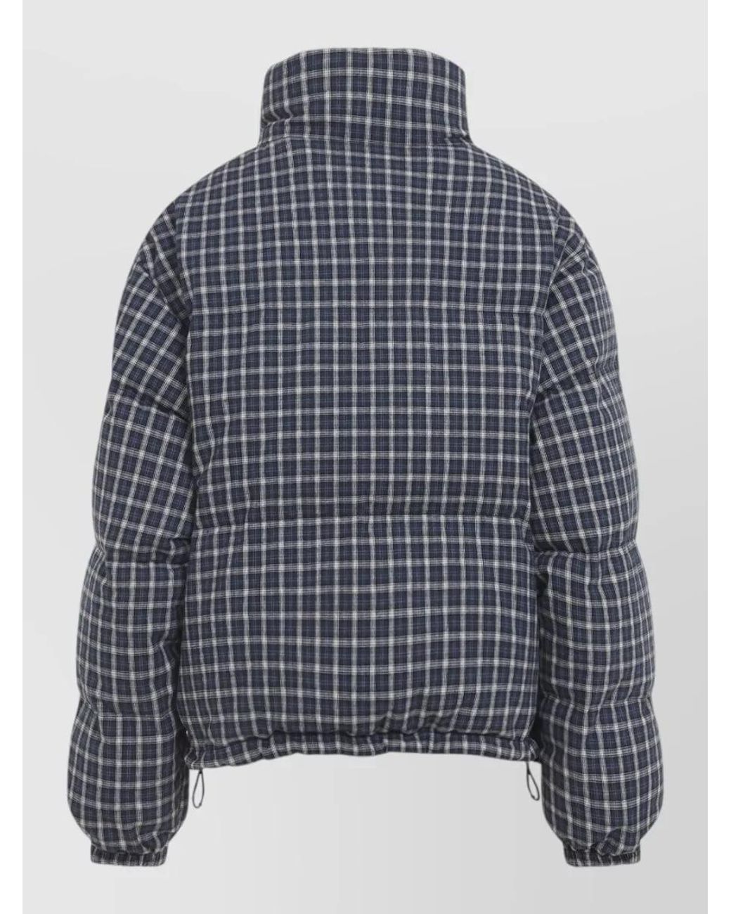 Miu Miu Blue Reversible Checked Down Puffer Jacket