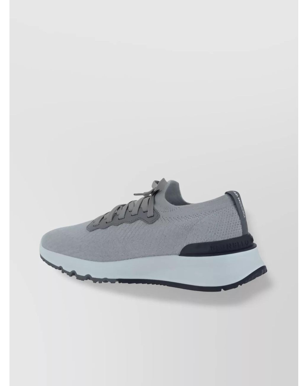 Brunello Cucinelli Gray Knitted Low-Top Sneakers for men