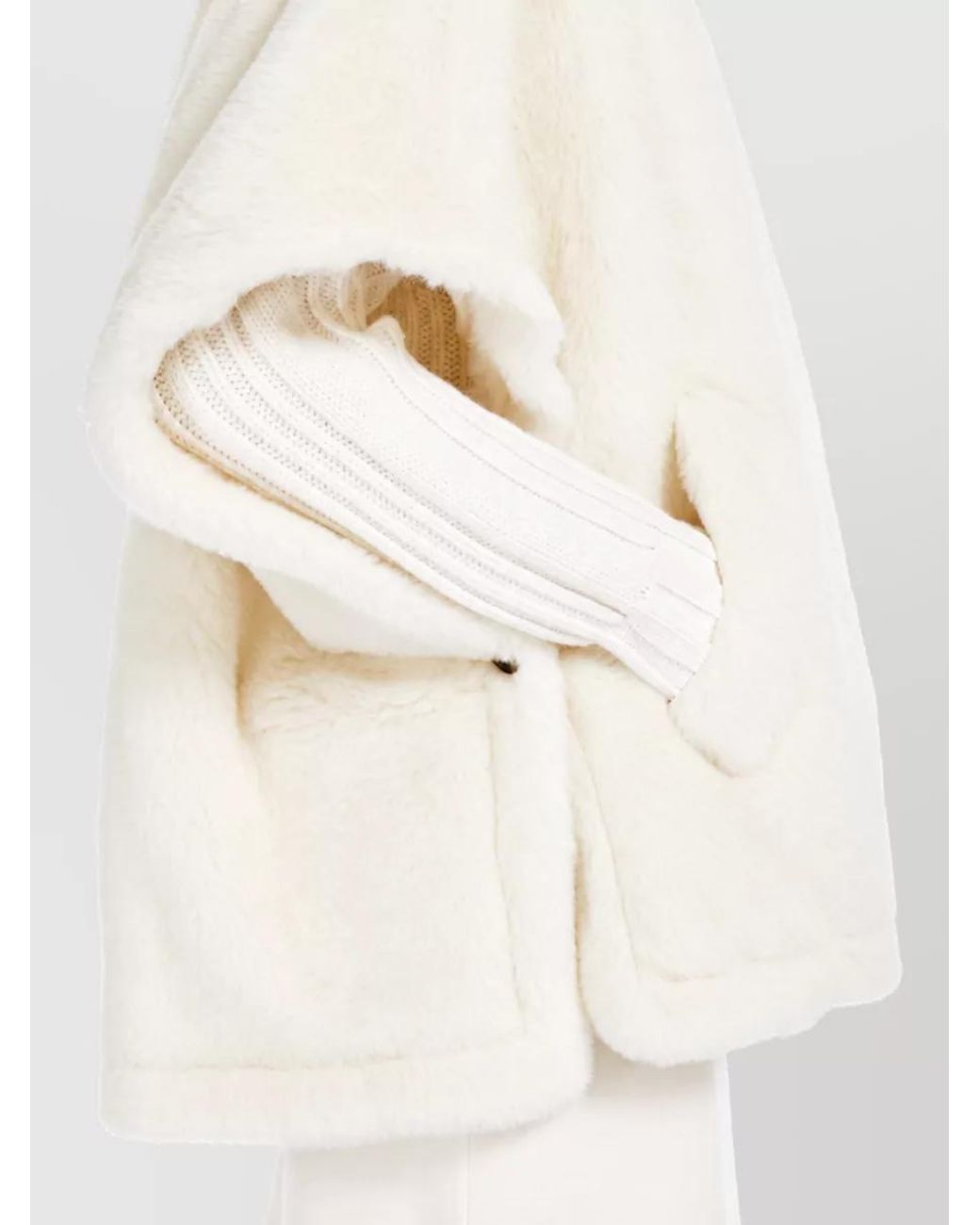 Max Mara Natural Alpaca Wool Silk Fleece Cape