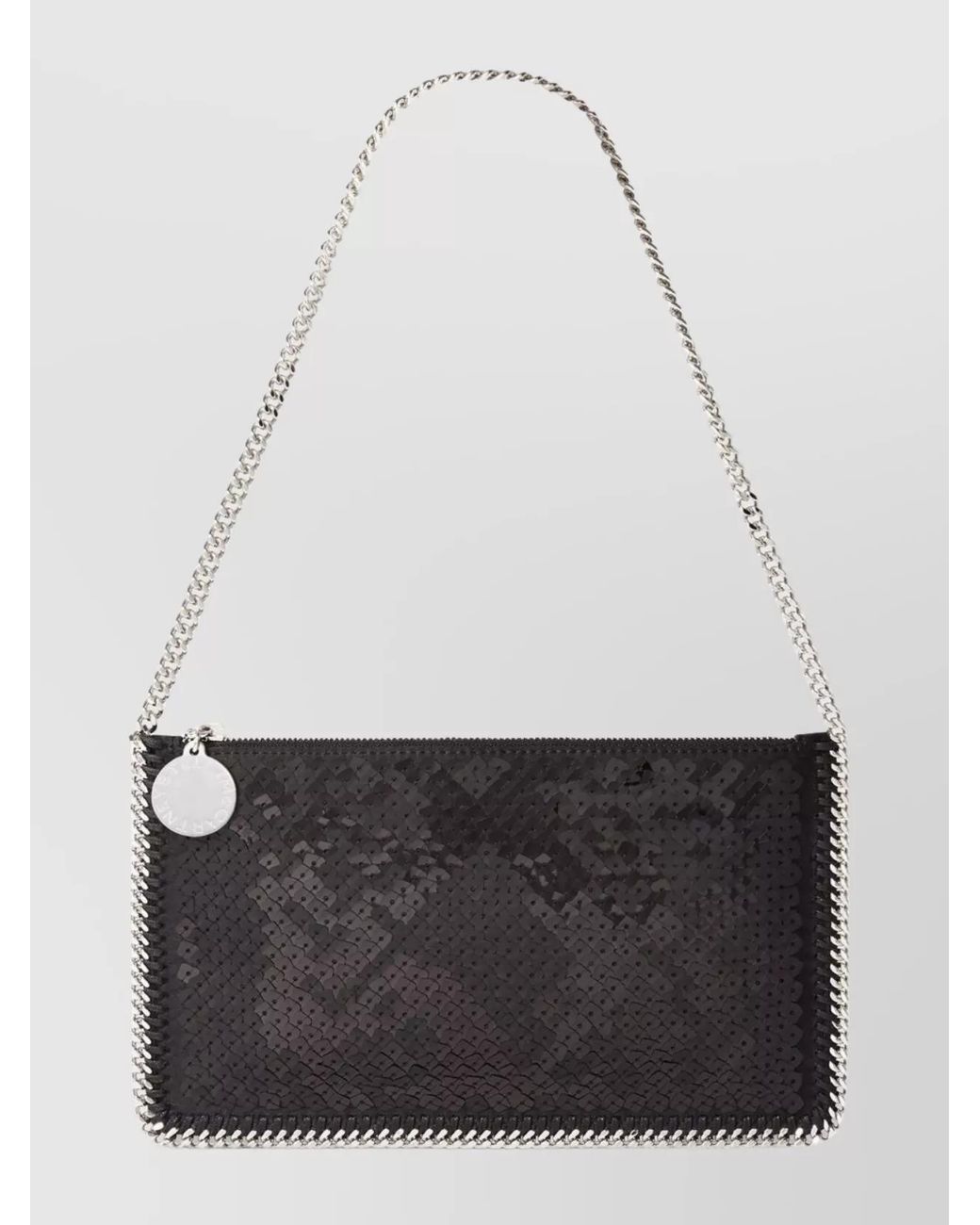 Stella McCartney White Falabella Mini Sequin-Embellished Clutch Bag