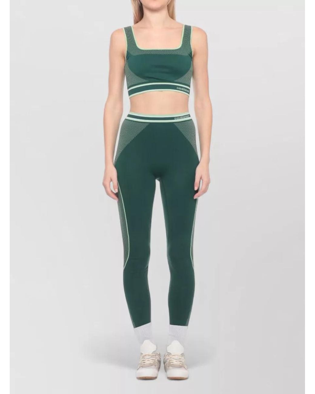 Casablanca Green Logo-Elastic Leggings