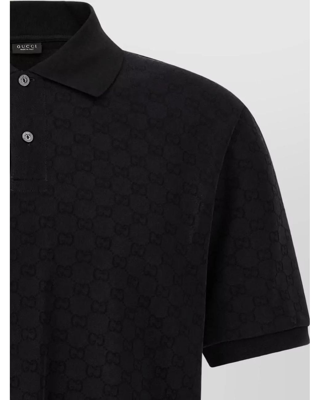 Gucci Black Jersey Gg Logo-Pattern Polo Shirt for men