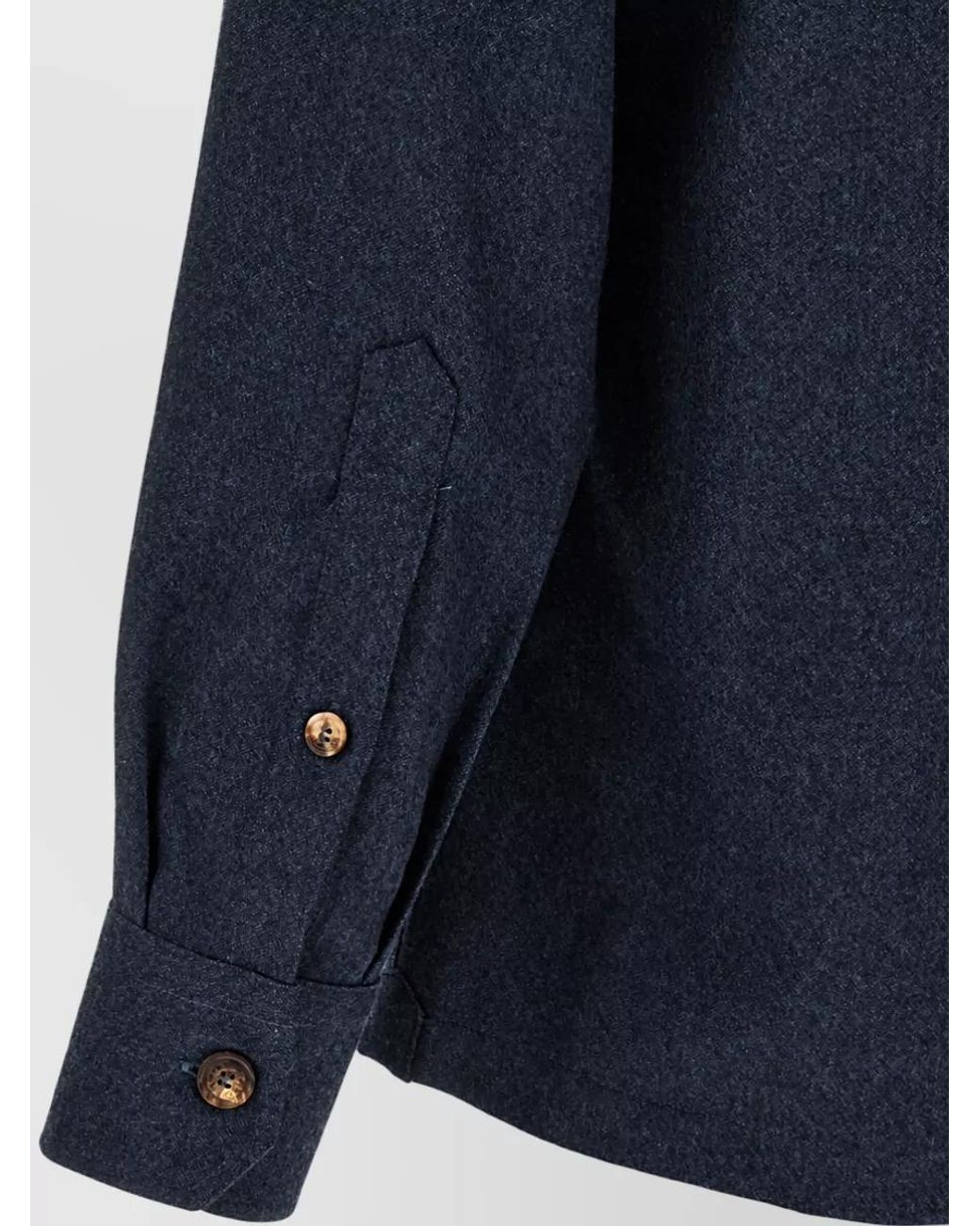 Brunello Cucinelli Blue Wool Flannel Shirt Jacket for men