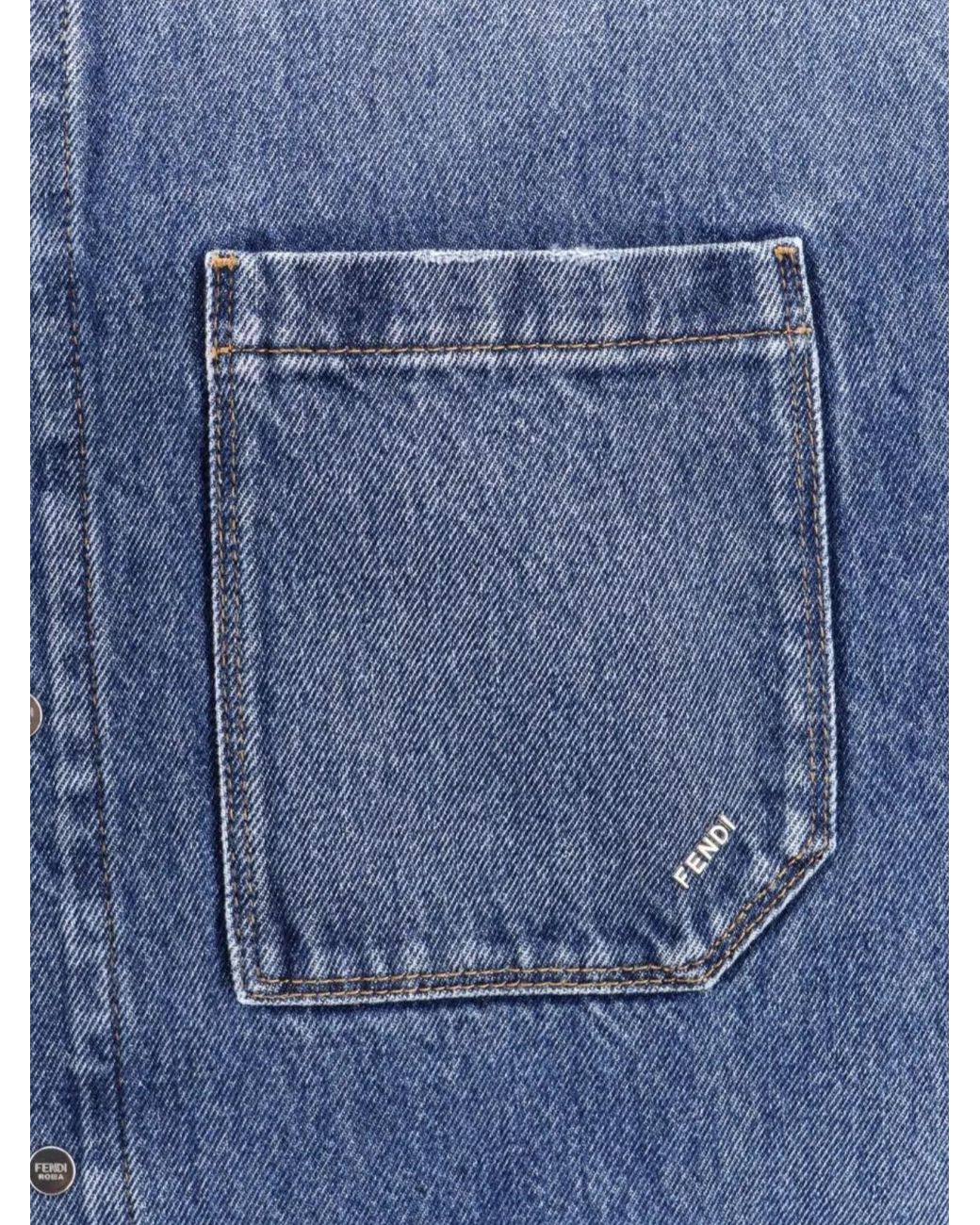 Fendi Blue Denim Oversized Shirt for men
