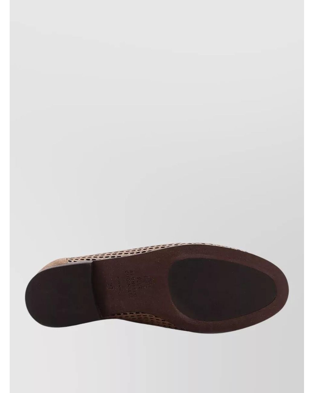 Brunello Cucinelli Brown Leather Perforated Slip-On Loafers