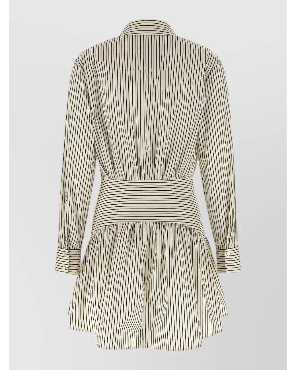 Staud White Striped Cotton Poplin Shirt Mini Dress