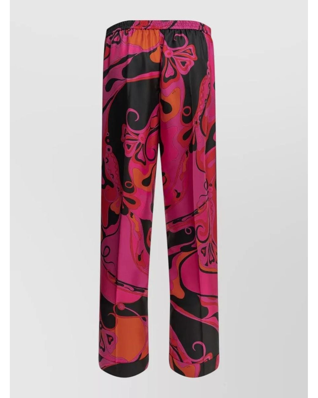 Emilio Pucci Red Printed Silk Trousers