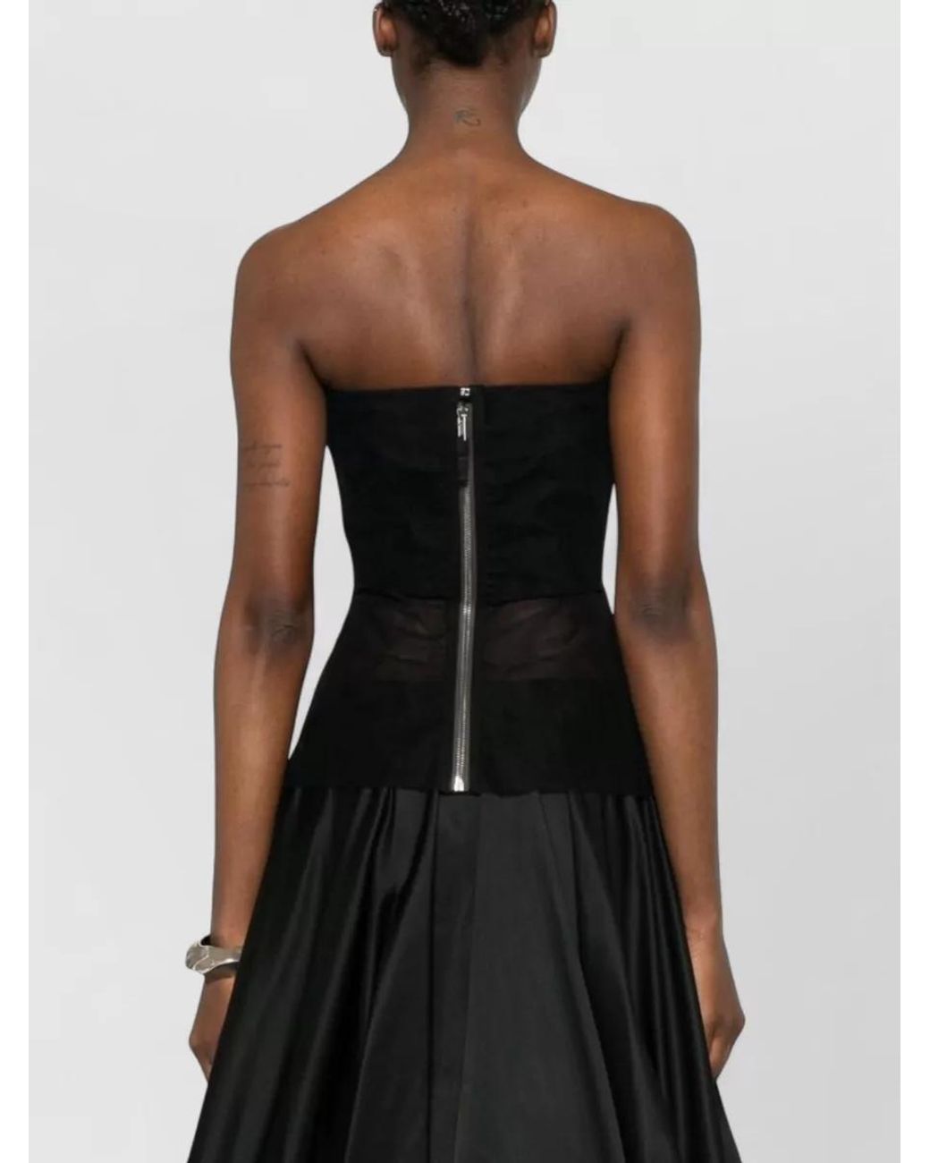 Rick Owens Black Strapless Bustier Top