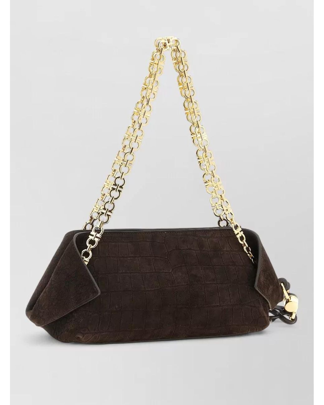 Ferragamo White Gancini Small Leather Clutch Bag