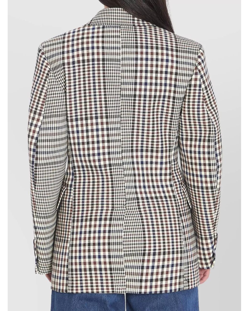 Bottega Veneta Gray Double-Breasted Check Blazer