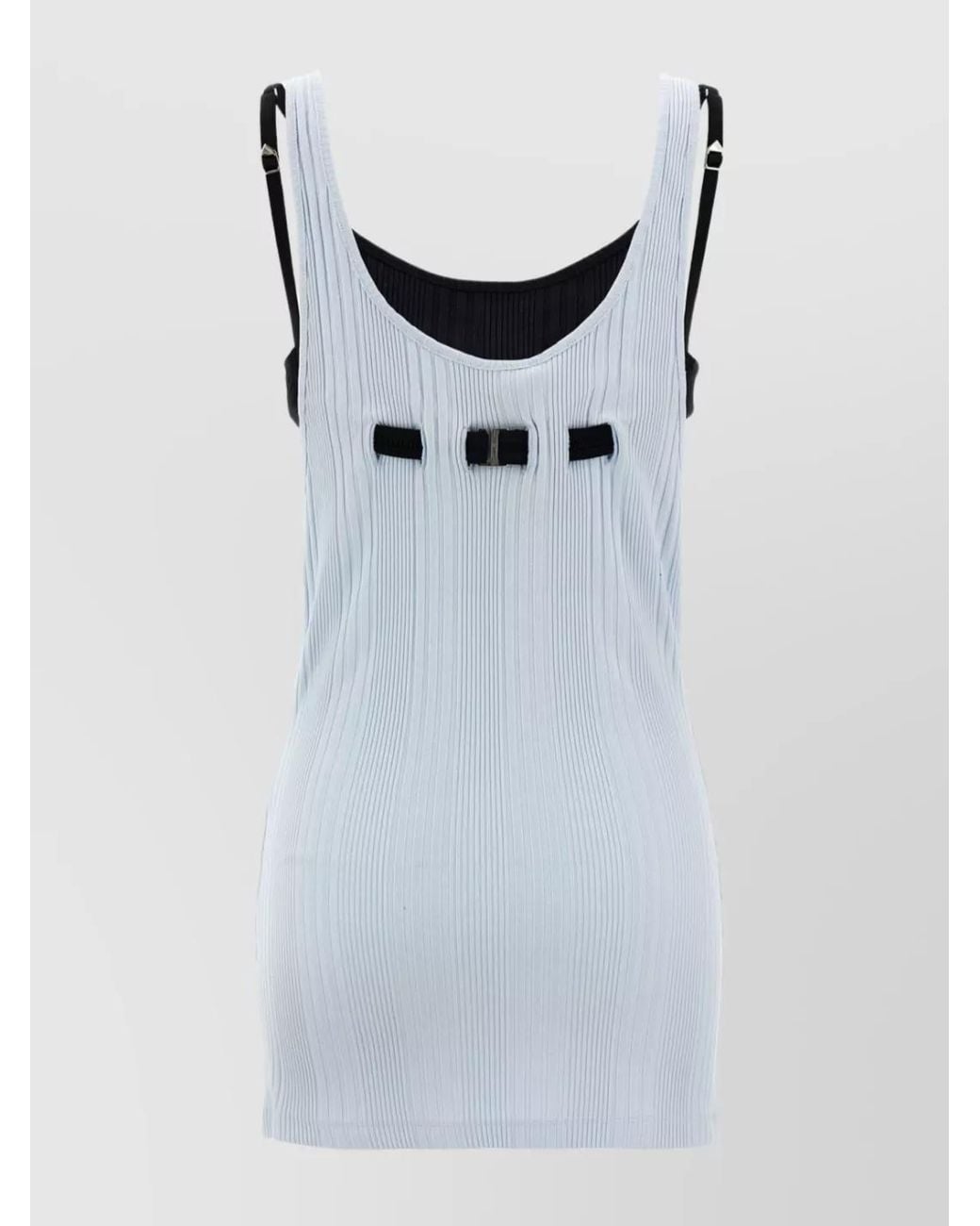 The Attico White Cotton Ribbed Layered Scoop Neck Sleeveless Tank Top