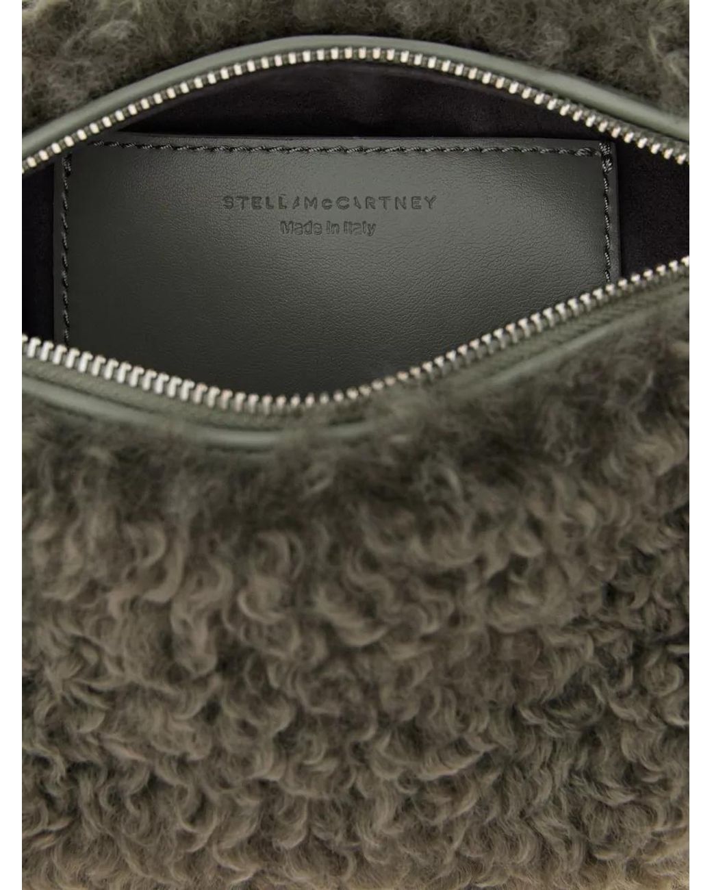 Stella McCartney Gray Stella Logo Shearling Shoulder Bag