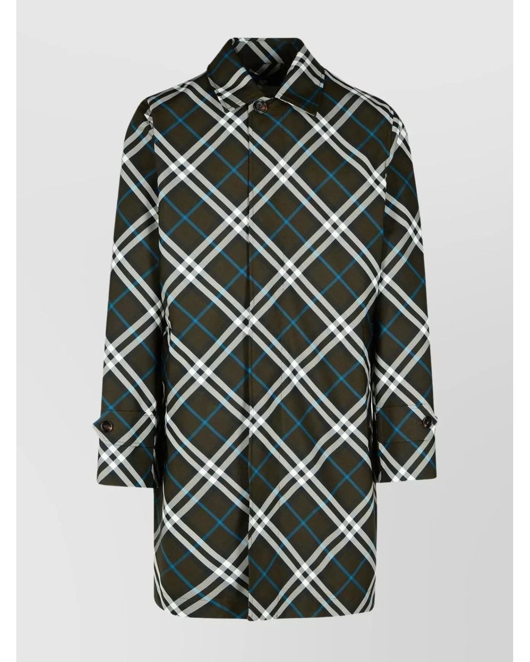 Burberry Gray Checked Midi Trench Coat for men