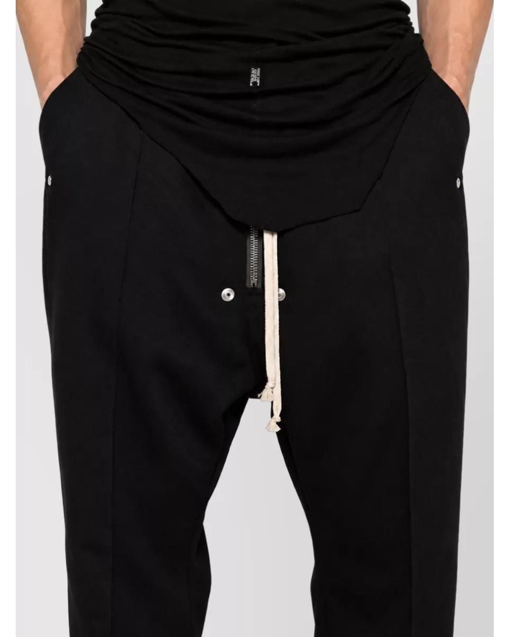 Rick Owens Black Wool Drop-Crotch Trousers for men