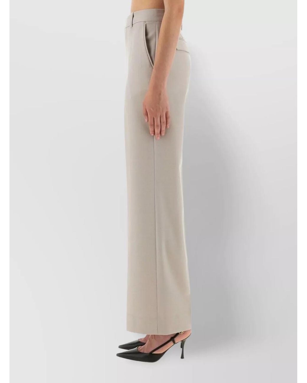 Victoria Beckham Natural Wide-Leg Trousers